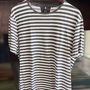 Boss Men's Short Sleeve Black and White Striped Tee